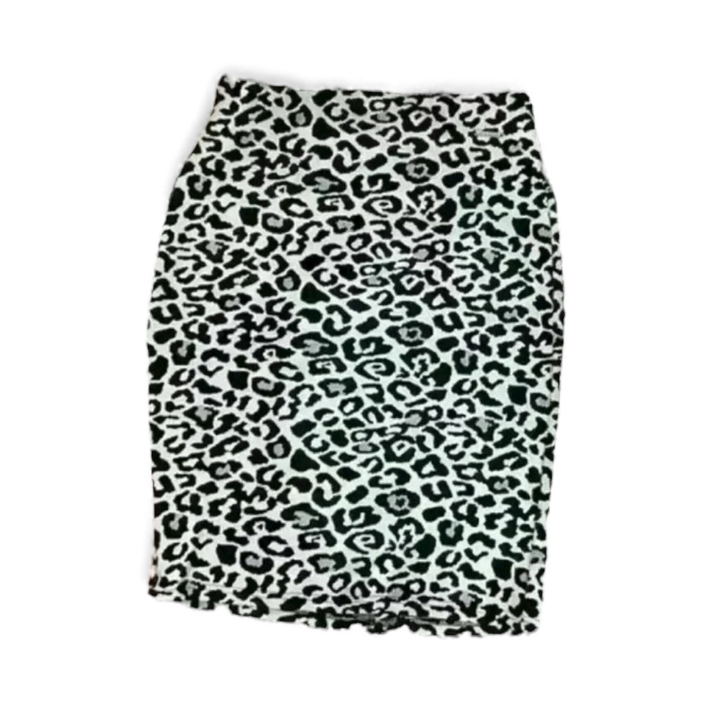 Marc New York White & Black Leopard Bodycon Pencil Skirt, S